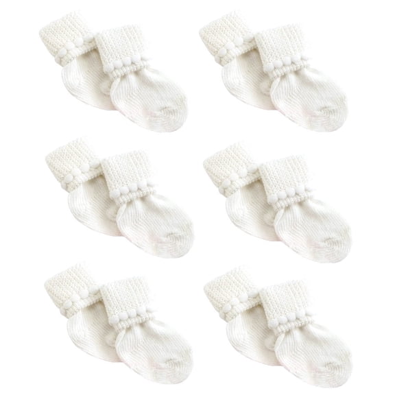 Nurses Choice Newborn Bubble Stitch Cotton Booties Socks, White (6 Pack)