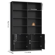 Homfa 73″ Tall Bookcases with Doors, 8 Cubes 6-Tier Double Row Bookshelf, Black Bookcase for Living Room Home Office