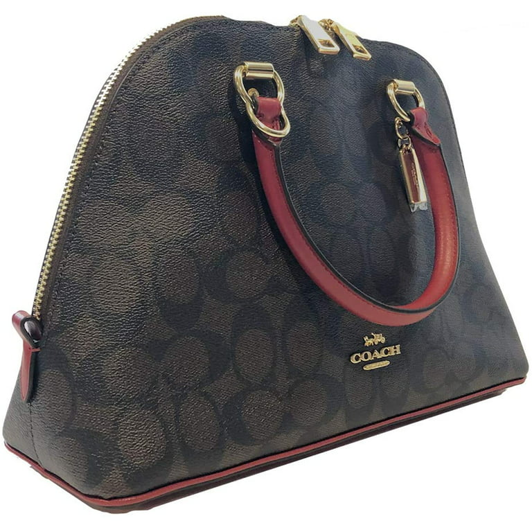 Coach Katy Satchel in Signature Canvas Brown/Red 