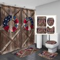 thumbnail image 1 of Juego de 4 cortinas de ducha con diseño de puerta de granero de estilo rústico, impermeables, de tela, antideslizantes, para baño, con diseño de plantas verdes, estilo vintage, gris, para puerta de, 1 of 7