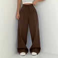 thumbnail image 6 of Women's Casual Pants High Waisted Side Pocket Straight Leg Work Pants Women'S Fashionable High Waist Zipper Casual Pants Suit Pants,Brown Women's Casual Pants L, 6 of 8