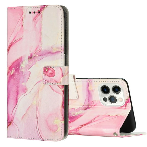 Allytech for iPhone 14 Pro Max Case, PU Leather Flip Wallet Case with Card Slot & Kickstand & Wrist Strap Shockproof Protective Case for iPhone 14 Pro Max 6.7" 2022 Women Men, Rosegold