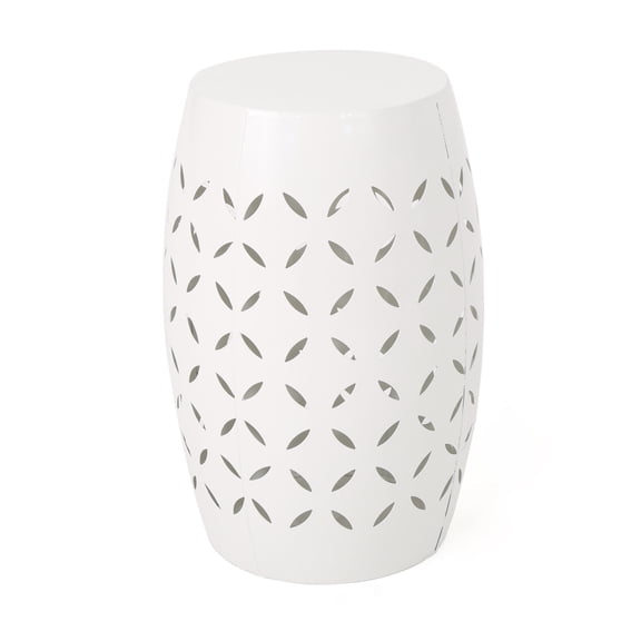 GDF Studio Dione Indoor Lace Cut Iron Accent Table, White