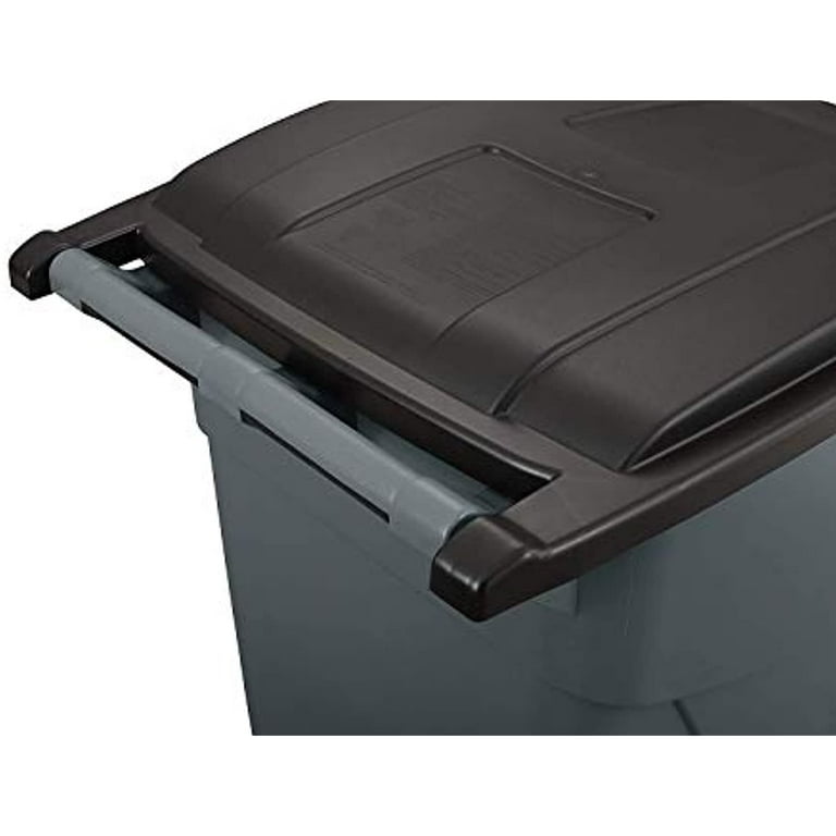Rubbermaid 9W27 Brute 50 Gallon Rollout Trash Can With Lid, Gray