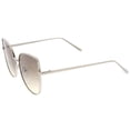 thumbnail image 4 of zeroUV Female Women's Oversize Slim Metal Frame Gradient Flat Lens Cat Eye Sunglasses (Matte Silver / Smoke Gradient) - 58mm, 4 of 5