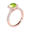 thumbnail image 3 of Rings for Women 0.98 Carat Diamond and Cushion Cut Peridot Ring pave 10K Rose Gold, 3 of 5