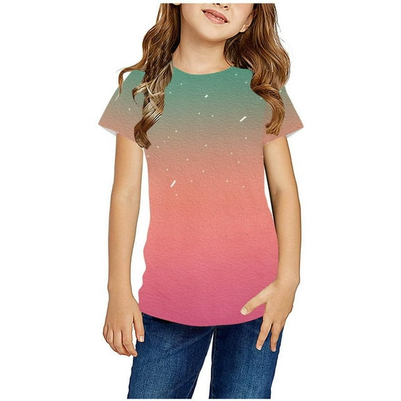 Zwiiyzr 2024 Tie Dye T-Shirt for Kids Rainbow Colorful Tie Dye Cotton Round Neck Short Sleeve Shirts for Boys Girls Multicolor-5-6 Years
