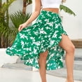 thumbnail image 4 of Summer Boho Skirts Women High Waist Floral Print Pleated Maxi Skirt Casual Flowy Swing A Line Irregular Beach Skirts, 4 of 7