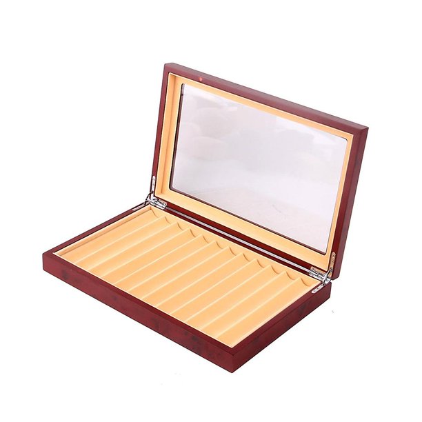 Estuche de exhibición de madera PENGJJMXG 12 rejillas rojo