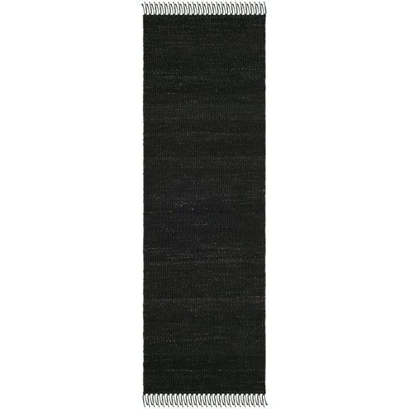 SAFAVIEH Natural Fiber Clara Solid Runner Rug, Black, 2'6" x 14'