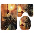 thumbnail image 1 of ABPHQTO Tropical exótica playa cocotero palmera y horizonte atardecer tranquilo panorama Juego de alfombras de baño de 3 piezas Alfombra de baño Alfombra de contorno y tapa de inodoro, 1 of 2