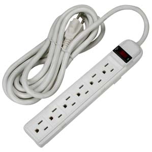 12ft (Feet) 6-Outlet Surge Protector 14AWG/3, 15A, 90J Surge Suppresor, UL/cUL Listed, White, 3 Pack