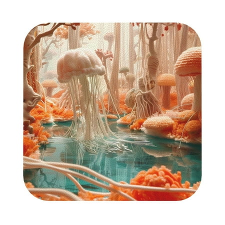 

Giroia Fantasy Underwater Jellyfish Coasters Leather Coasters Set of 6 Coaster for Drinks Square