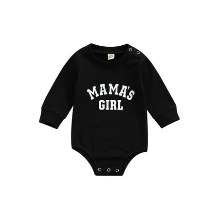 

Yinyinxull Newborn Infant Baby Boy Romper MAMA S GIRL Letter Jumpsuit Long Sleeve Autumn Spring Clothes Black 0-6 Months