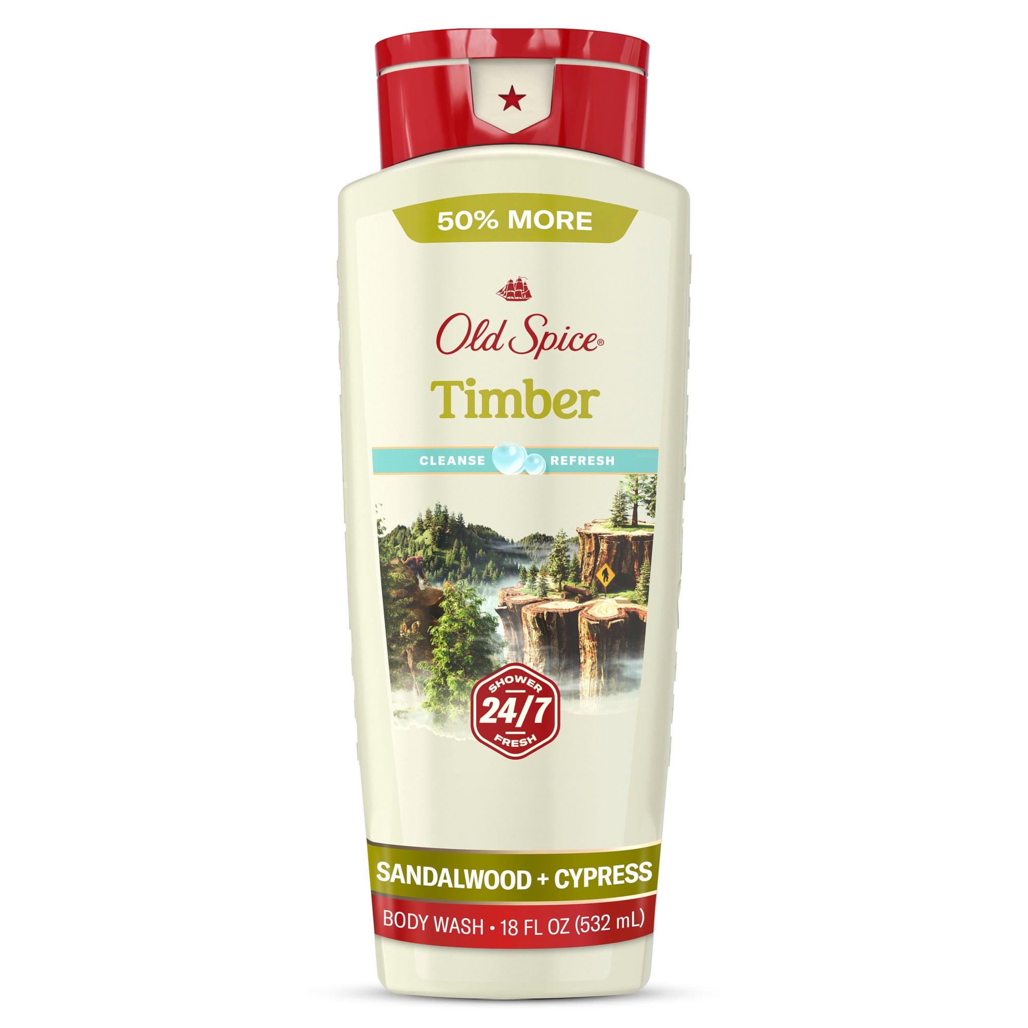 Old Spice Body Wash for Men, Fresher Collection, Timber with Sandalwood Scent, 18 fl oz