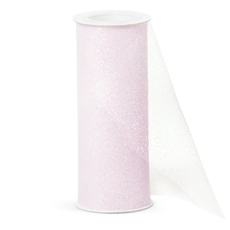6yd Latex - Glitter Tulle Roll: Pink/ Iridescent, 6 in x 10 yd