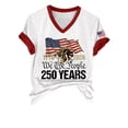 thumbnail image 3 of YVNAURA Women's Patriotic 250th Anniversary T Shirt V Neck USA Flag Graphic 1776-2026 Tee Semiquincentennial Family Heritage Keepsake Gift for Mom Wife Grandmother 4th of July, White, M, 3 of 9