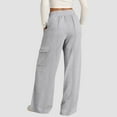 thumbnail image 4 of Womens Wide Leg Cargo Trousers Adjustable Drawstring Waist Sweatpants Loose Fit Casual Baggy Pants with Flap Pockets, 4 of 8