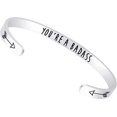 thumbnail image 2 of Inspirational Bracelets for Women,Stainless Steel Engraved Personalized Positive Mantra Quote Keep Going Cuff Bangle College Graduation for Her, 2 of 5