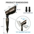 thumbnail image 3 of MW Lighting Low Voltage Spot Lights, 2700K-5000K Adjustable, 7W, 520LM, IP65 Waterproof, CRI 90+, 12-24V AC/DC, Outdoor Landscape Light for Garden, Yard, Bronze, ETL Listed, 12-Pack, 3 of 8