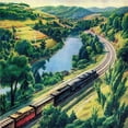 thumbnail image 2 of "Train Trip" Painting Print on Wrapped Canvas, 2 of 7