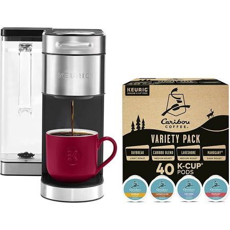 

K-Supreme Plus Single Serve Coffee Maker with Caribou Coffee Favorites Variety Pack 40 K-Cup Pods