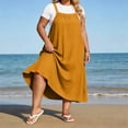thumbnail image 4 of XiYing Robe pour Femmes, Robe Maxi Décontractée de Mode pour Femmes Grande Taille à Encolure Carrée avec Boutons, Bretelles, Dos Plissé et Détails de Buste,, 4 of 8