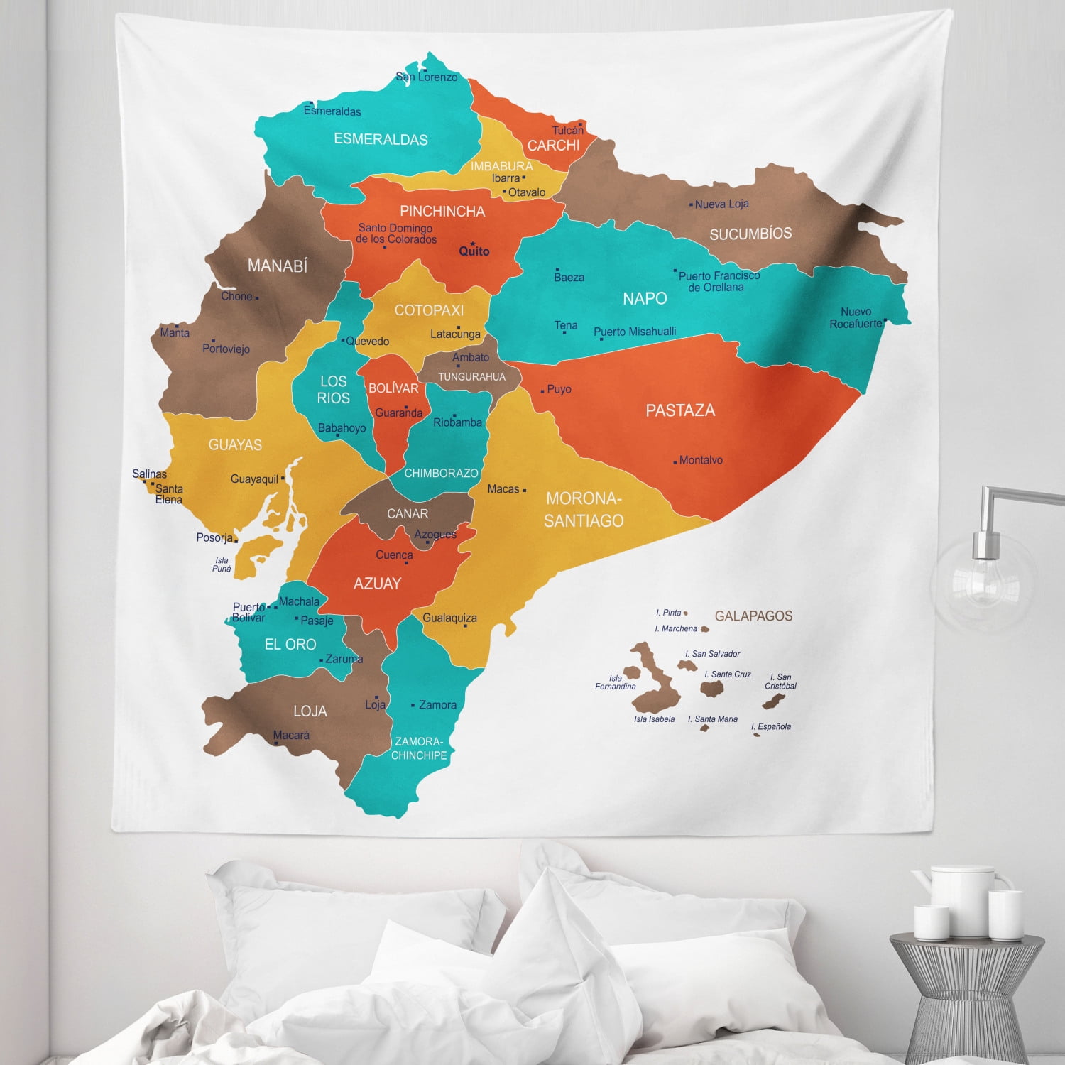 Ecuador Tapestry, Colored Cities High Detailed Isometric Map of 