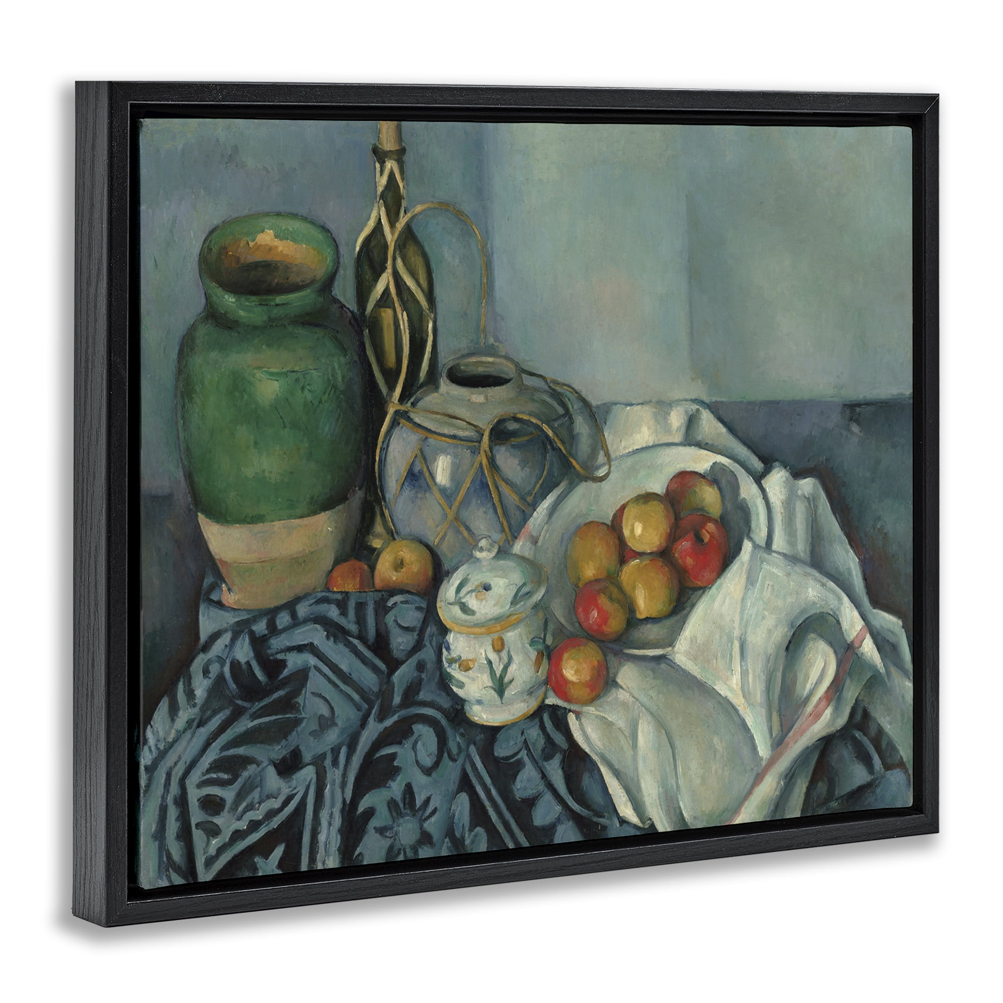 Stupell Industries Classic Cezanne Apples Still Life Food & Beverage Painting Black Floater Framed Canvas Art Print Wall Art, 21 x 17