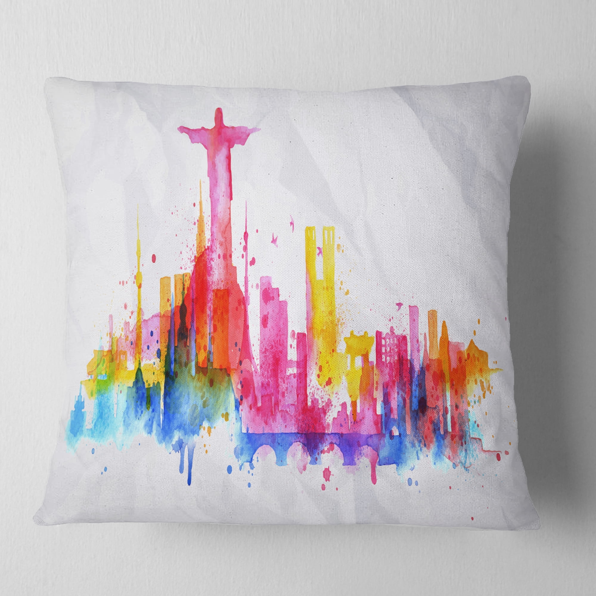 Designart Rio de Janeiro Skyline - Cityscape Throw Pillow - 16x16