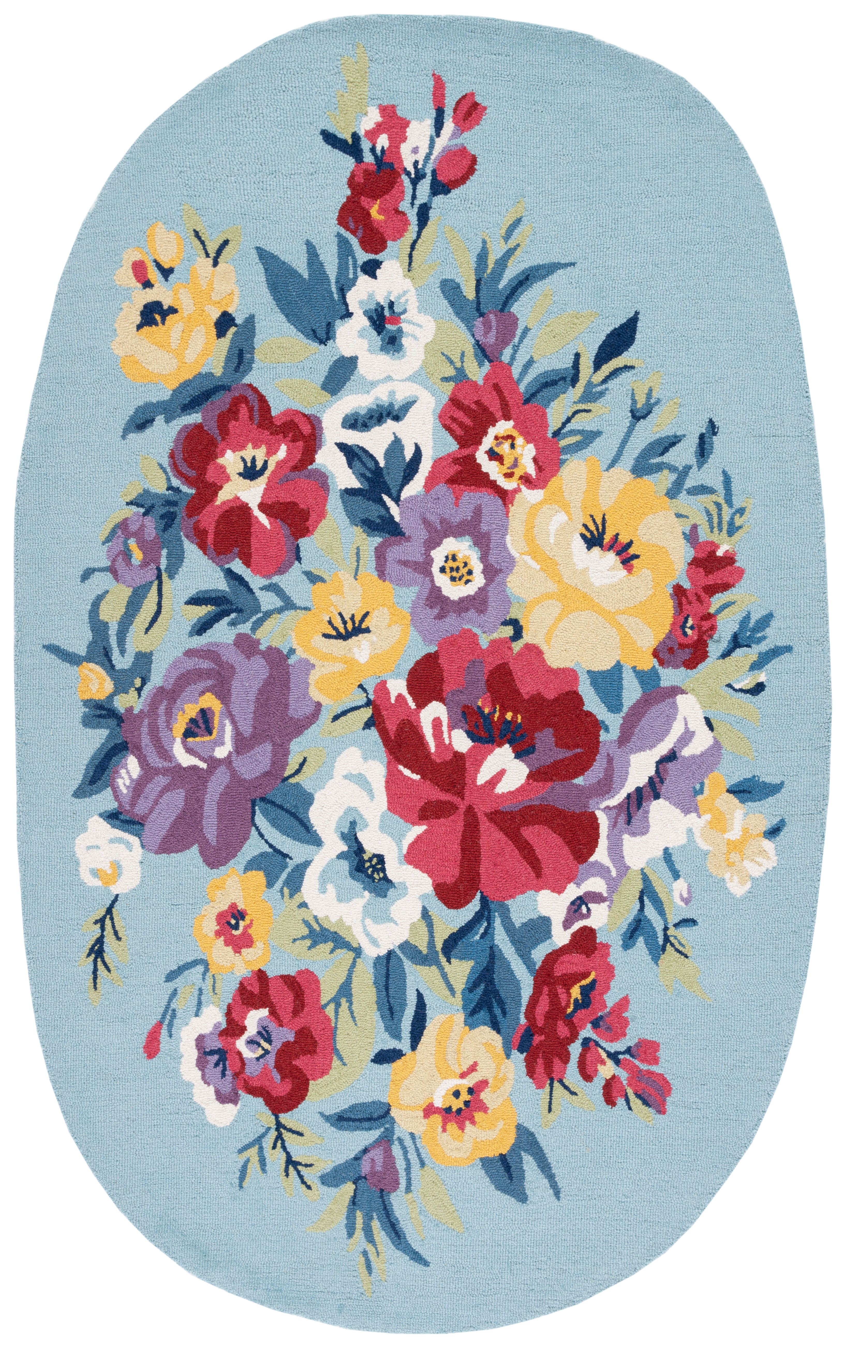 Safavieh Chelsea Ainsley Floral Area Rug, Blue/Rose, 6' x 9' Oval