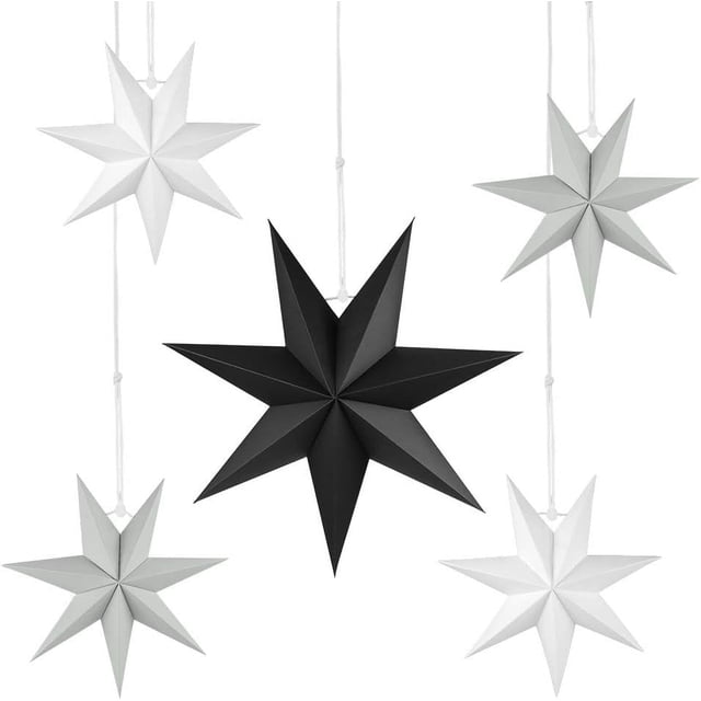 Estrellas de papel 3D, decoraciones colgantes de estrellas de papel, diseño de estrella exquisito, linterna de estrella de papel blanco para varias decoraciones, incluido el hogar, la cafetería y la