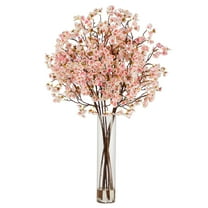 Nearly Natural 32in. Artificial Cherry Blossom Arrangement with Glass Cylinder Vase, Pink