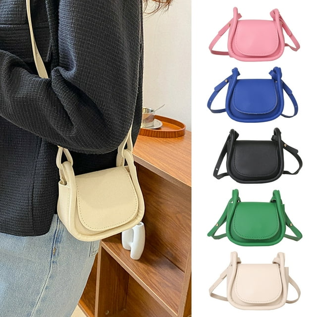 Mini Top-Handle Bag Adjustable Strap Button Solid Color Square Ins Style Lipstick Purse Crossbody Bag for Daily Life
