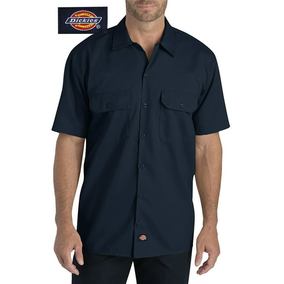 Dickies Men's 1574 Short Sleeve Flex Original Fit Button Up Work Shirt Navy M