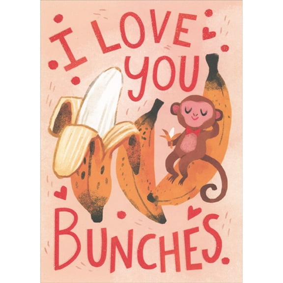RSVP I Love You Bunches: Monkey with Closed Eyes Sitting on Banana Valentine's Day Card for Boy