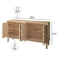 thumbnail image 4 of Noble House Rustic Farmhouse Credenza with Sunburst Doors, Solid Antique Wood TV Stand and Storage Cabinet with Adjustable Shelves, Antique Natural, 4 of 6
