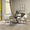 thumbnail image 3 of Guyou Modern Dining Chair Set of 2, Linen Upholstered Armchair Accent Side Chair with Open Back and Wooden Legs, Kitchen Chairs for Dining Room Living Room Kitchen Bedroom, Cream, 3 of 16