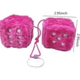 thumbnail image 5 of Trianu 1 Pair of Fuzzy Plush Dice for Car Mirror, Retro 3” Pink Dice with White Dots for Car Interior Hanging Ornament Decoration, 5 of 6