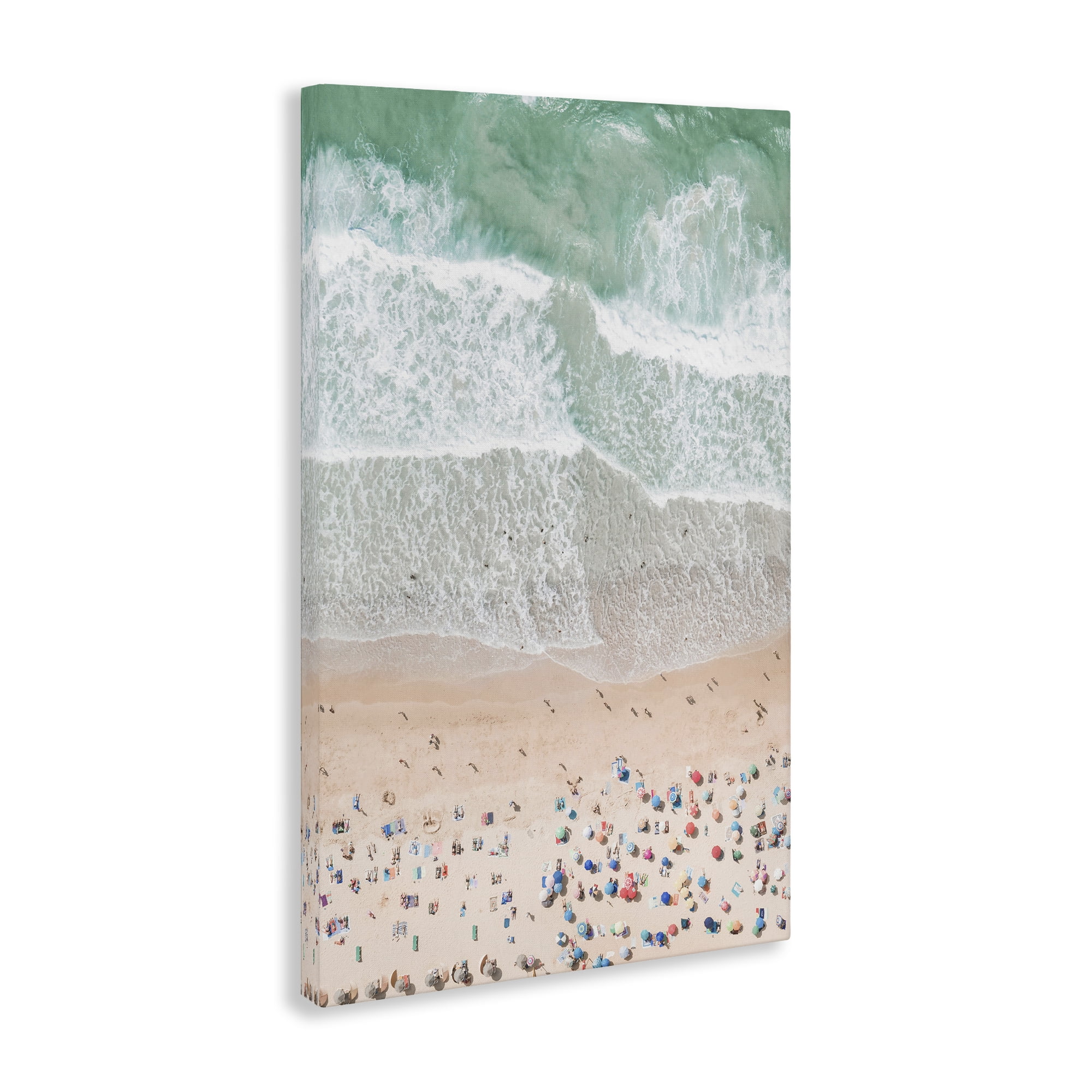 Stupell Industries Aerial Beachgoers View Nautical & Beach Painting Wrapped Canvas Art Print Wall Art, 16 x 24