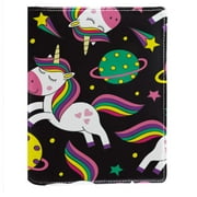 OWNTA Cute Unicorn Space Universe Planets Pattern Book Accessories: PU Leather Protective Cover with Polyester Inner Cloth - Suitable for Different Occasions - 6.3x8.7 Inches