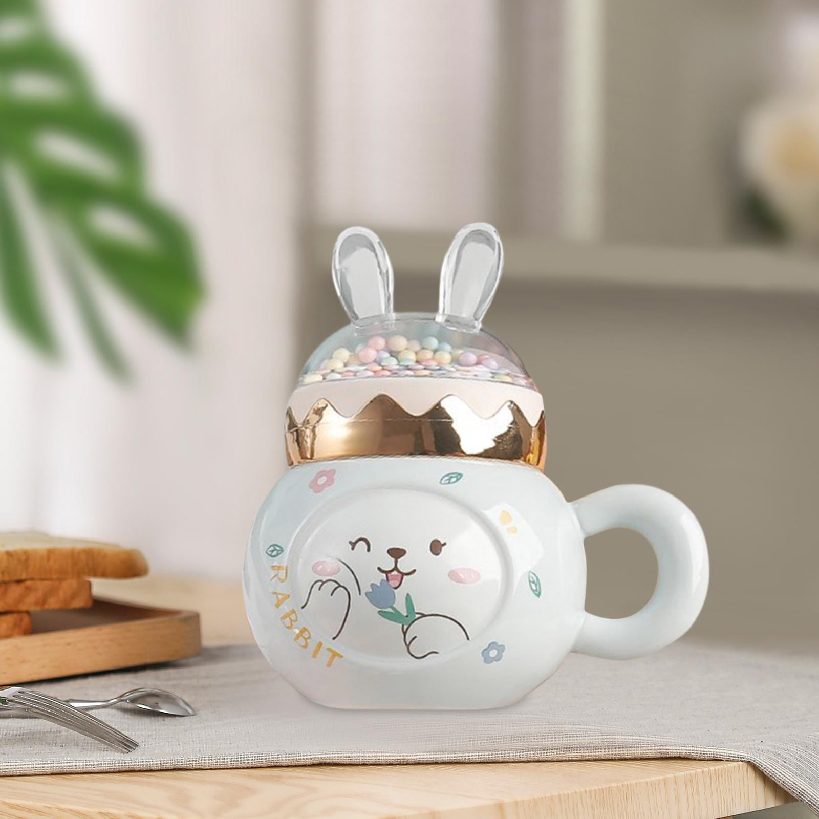Nishiyuenyi Coffee Mugs Ceramic Cup Novelty with Handle and Lid 400ml Espresso Latte Mug for White