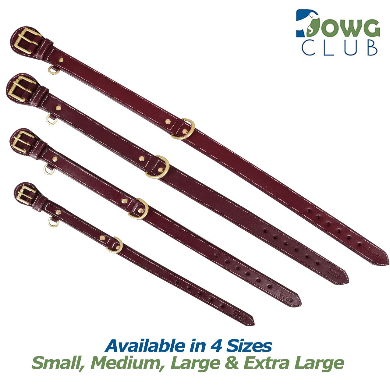 DowgClub Genuine Leather Dog Collar, Padded & Comfortable, Breathable Cushion, Heavy Duty, Handmade, Cherry (Large)