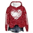 thumbnail image 4 of Cnbwig Graphic Hoodies for Womens Sequins Drop Shoulder Hoodie Long Sleeve Rugby Sparkly Print Tops for Football Events Soft Warm Pullover Hoodies Fall Shirts Red S, 4 of 5