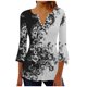 thumbnail image 2 of ICHUANYI Clearance Women's Casual Trumpet 3/4 Sleeve Buttoned Basic Ruched Corset Tunic Tops Pleated T-shirts Blouses(Gray, L) ICHUANYI WER2023080900631, 2 of 5