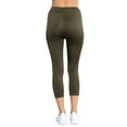 thumbnail image 4 of Juniors Active Basic Stretch Capri Length Yoga Workout Leggings (Olive, S), 4 of 5