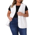 thumbnail image 1 of Chalecos de mezclilla sin mangas para mujer GRACE & GRANDEUR Plus Size, con botones, escote en V, talla 2X, color blanco, 1 of 6