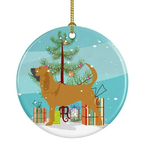 Bloodhound Merry Christmas Tree Ceramic Ornament