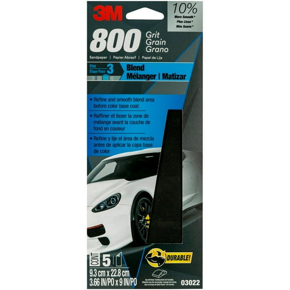 3M Wetordry Sandpaper, 03022, 800 Grit, 3 2/3 inch x 9 inch, 5/Pack