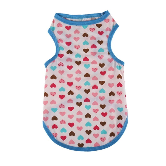 Dog Shirt Shrink-resistant Sleeveless Cotton Cute Cartoon Print Puppy Clothes for Summer